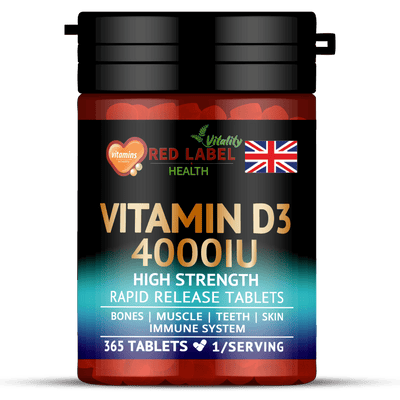 Vitamin D3 4000IU – 365 Vegetarian Tablets, 12-Month Supply – High Strength Immune Support