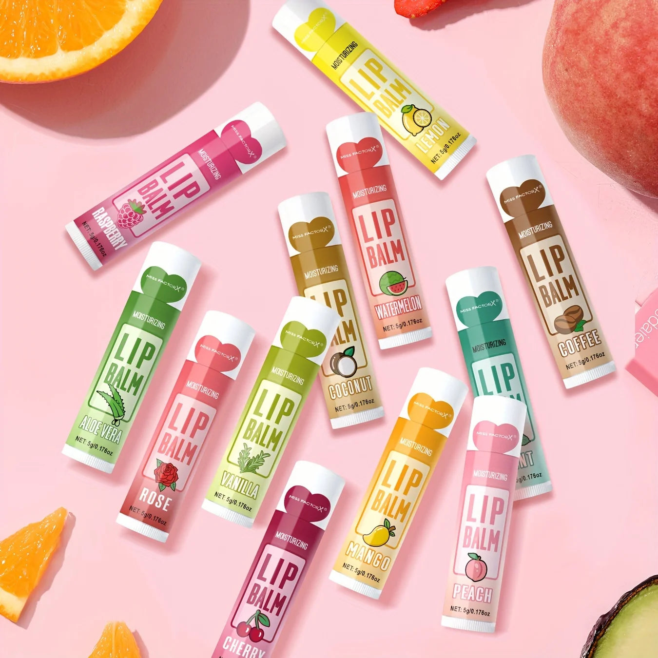 12PCS Lip Balm Gift Set (5g) – Deep Moisturizing, Long-Lasting Hydration & Gentle Exfoliation
