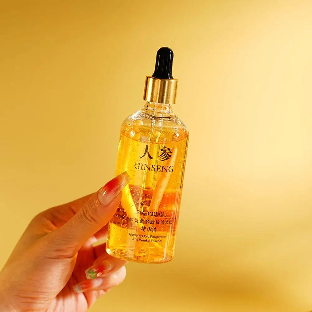 100mlGold Ginseng Face Essence Polypeptide Lightening Skin Moisturizing Facial Serum Smoothing Skin Care Products Deep Hydration