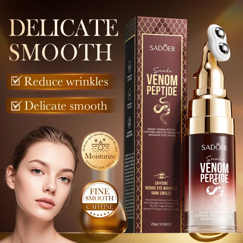 SADOER Snake Venom Eye Cream – Peptides & Caffeine for Wrinkles, Dark Circles & Hydration