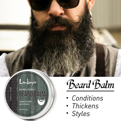 Lockmio Natural Beard Balm – Vanilla Scent, Soften, Moisturize & Style Beard
