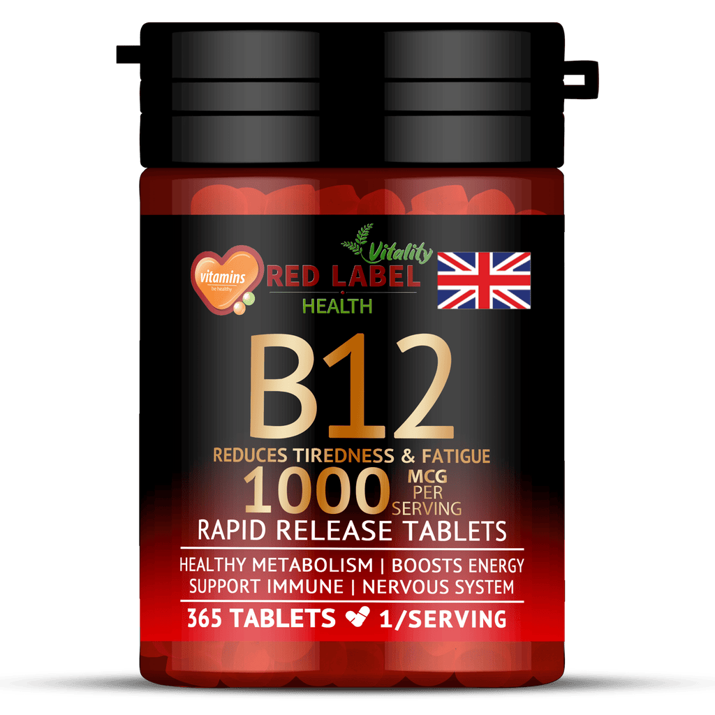 Vitamin B12 1000mcg Vegan Tablets – 365 Methylcobalamin, 1-Year Supply – Energy & Immunity Support