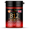 Vitamin B12 1000mcg Vegan Tablets – 365 Methylcobalamin, 1-Year Supply – Energy & Immunity Support