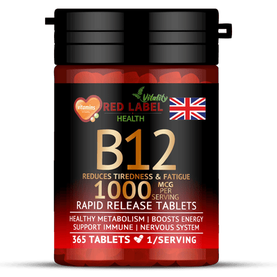 Vitamin B12 1000mcg Vegan Tablets – 365 Methylcobalamin, 1-Year Supply – Energy & Immunity Support
