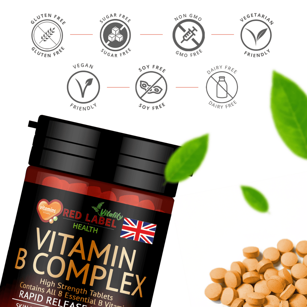 Vitamin B Complex 180 Tablets 6 Months Supply Contains All 8 Vitamins B in 1 Tablet, Vitamins B1, B2, B3, B5, B6, B12, Biotin Vegetarian & Vegan High Strength Vit B-Complex Tablets