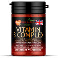 Vitamin B Complex 180 Tablets 6 Months Supply Contains All 8 Vitamins B in 1 Tablet, Vitamins B1, B2, B3, B5, B6, B12, Biotin Vegetarian & Vegan High Strength Vit B-Complex Tablets